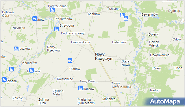 mapa Kaczorów gmina Nowy Kawęczyn, Kaczorów gmina Nowy Kawęczyn na mapie Targeo