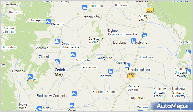 mapa Kaczyniec gmina Koło, Kaczyniec gmina Koło na mapie Targeo