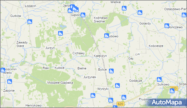 mapa Kałęczyn gmina Sońsk, Kałęczyn gmina Sońsk na mapie Targeo