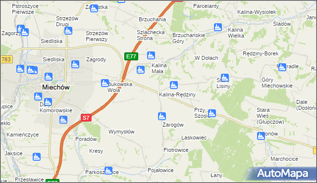 mapa Kalina-Rędziny, Kalina-Rędziny na mapie Targeo