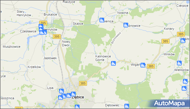 mapa Kalinowice Górne, Kalinowice Górne na mapie Targeo