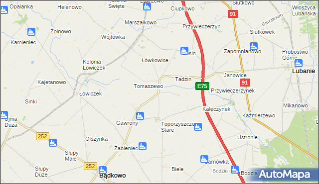 mapa Kalinowiec gmina Bądkowo, Kalinowiec gmina Bądkowo na mapie Targeo