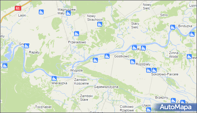 mapa Kalinowo gmina Obryte, Kalinowo gmina Obryte na mapie Targeo