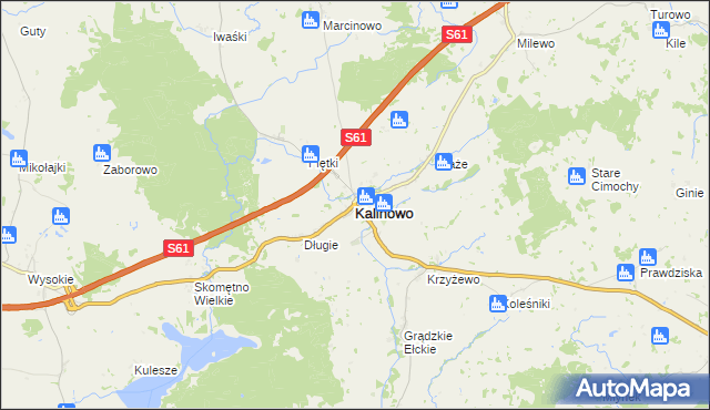 mapa Kalinowo powiat ełcki, Kalinowo powiat ełcki na mapie Targeo
