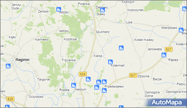 mapa Kalisz gmina Regimin, Kalisz gmina Regimin na mapie Targeo