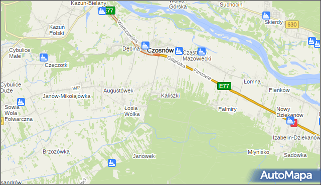 mapa Kaliszki gmina Czosnów, Kaliszki gmina Czosnów na mapie Targeo