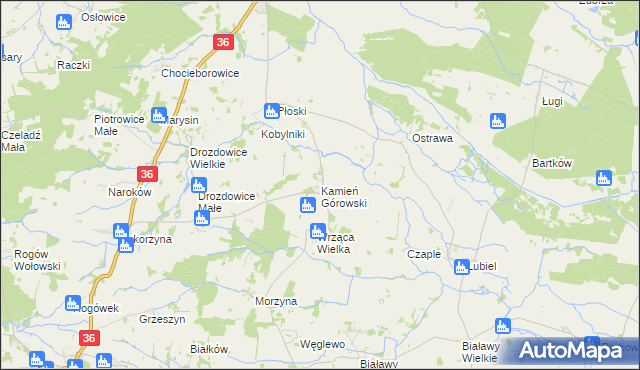 mapa Kamień Górowski, Kamień Górowski na mapie Targeo