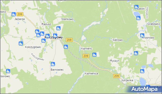 mapa Kamieńc, Kamieńc na mapie Targeo