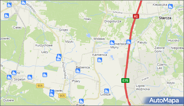 mapa Kamienica gmina Woźniki, Kamienica gmina Woźniki na mapie Targeo