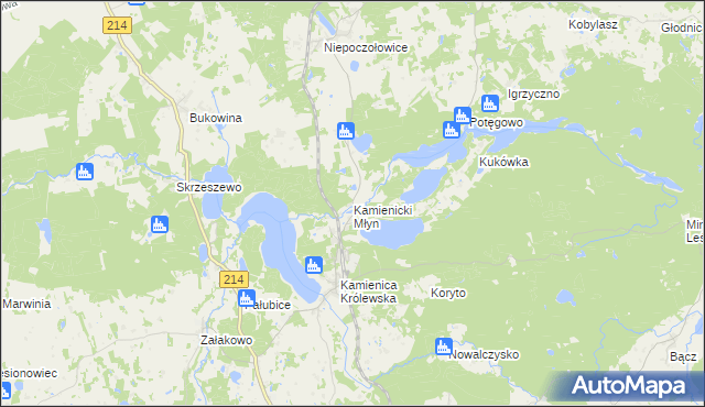 mapa Kamienicki Młyn, Kamienicki Młyn na mapie Targeo