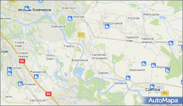 mapa Kamieniec Wrocławski, Kamieniec Wrocławski na mapie Targeo