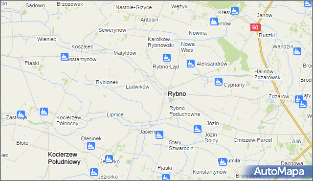 mapa Kamieńszczyzna gmina Rybno, Kamieńszczyzna gmina Rybno na mapie Targeo