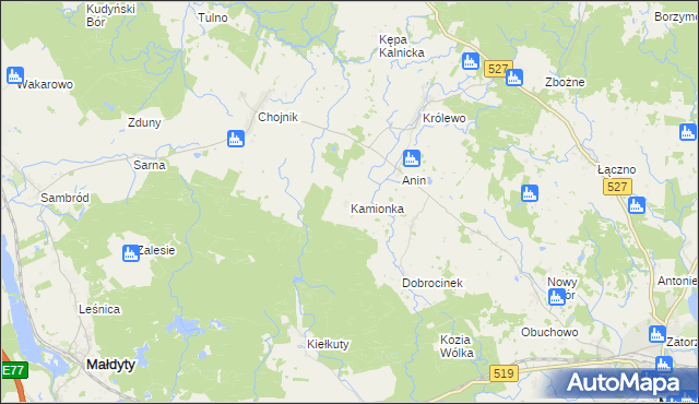 mapa Kamionka gmina Morąg, Kamionka gmina Morąg na mapie Targeo