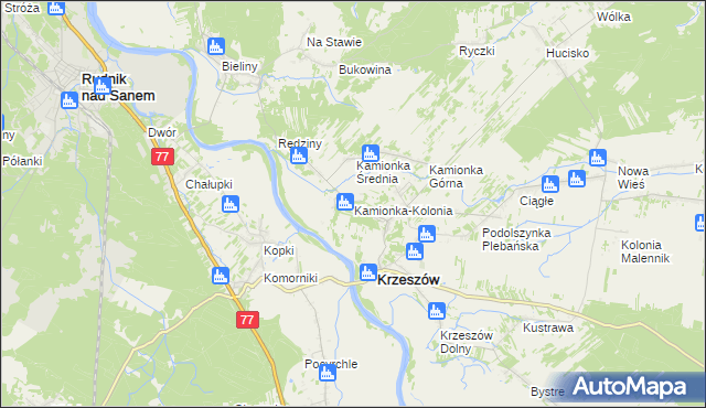 mapa Kamionka-Kolonia, Kamionka-Kolonia na mapie Targeo