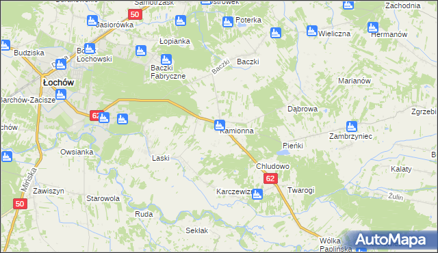 mapa Kamionna gmina Łochów, Kamionna gmina Łochów na mapie Targeo