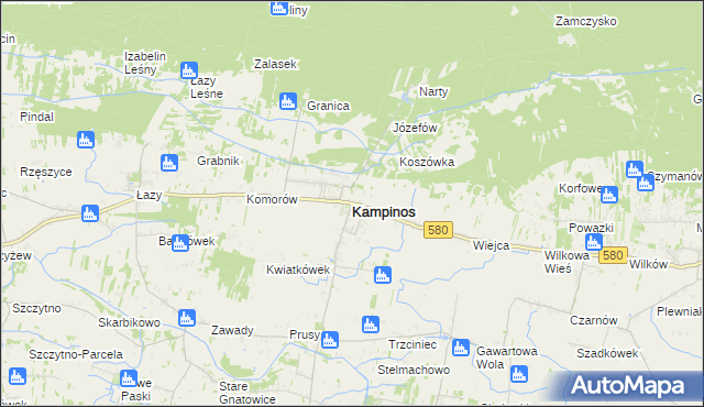 mapa Kampinos, Kampinos na mapie Targeo