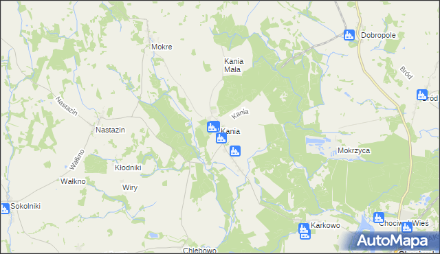 mapa Kania gmina Chociwel, Kania gmina Chociwel na mapie Targeo