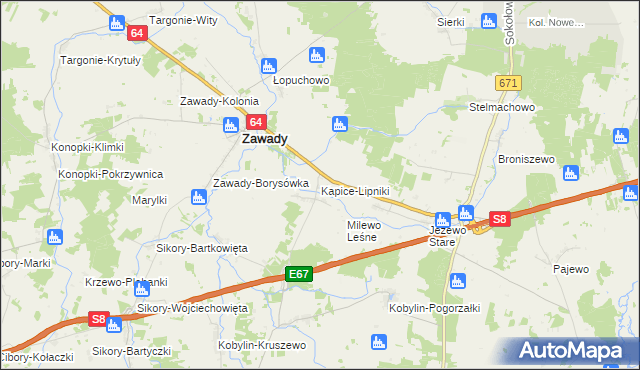 mapa Kapice-Lipniki, Kapice-Lipniki na mapie Targeo