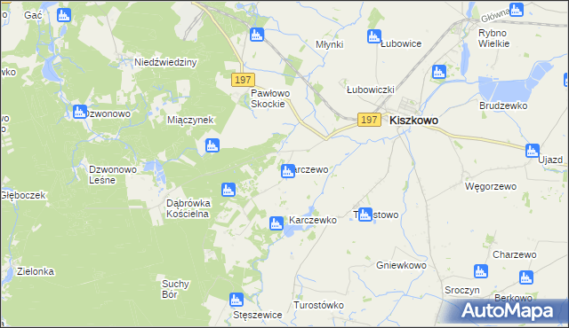 mapa Karczewo gmina Kiszkowo, Karczewo gmina Kiszkowo na mapie Targeo