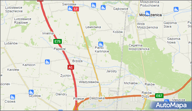 mapa Karlin gmina Moszczenica, Karlin gmina Moszczenica na mapie Targeo