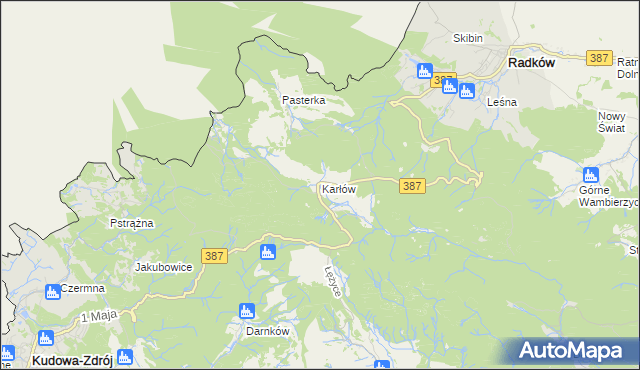 mapa Karłów gmina Radków, Karłów gmina Radków na mapie Targeo
