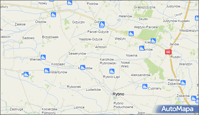 mapa Karolków Rybnowski, Karolków Rybnowski na mapie Targeo