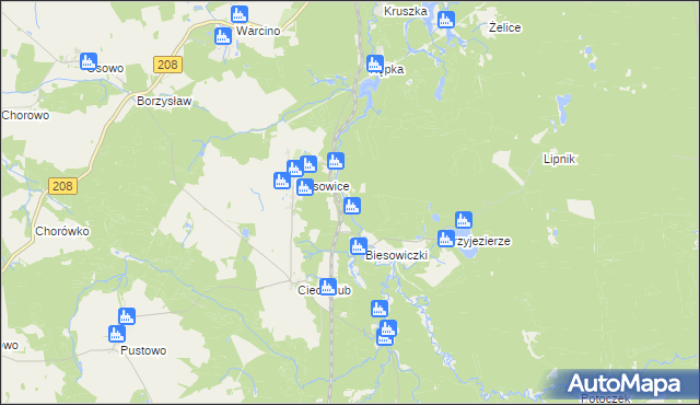 mapa Kawka gmina Kępice, Kawka gmina Kępice na mapie Targeo