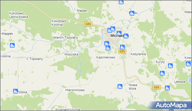 mapa Kazimierowo gmina Michałowo, Kazimierowo gmina Michałowo na mapie Targeo