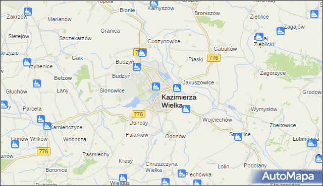 mapa Kazimierza Wielka, Kazimierza Wielka na mapie Targeo