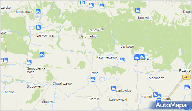 mapa Kazimierzewo gmina Kcynia, Kazimierzewo gmina Kcynia na mapie Targeo