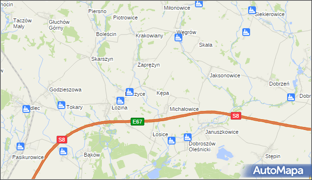 mapa Kępa gmina Długołęka, Kępa gmina Długołęka na mapie Targeo