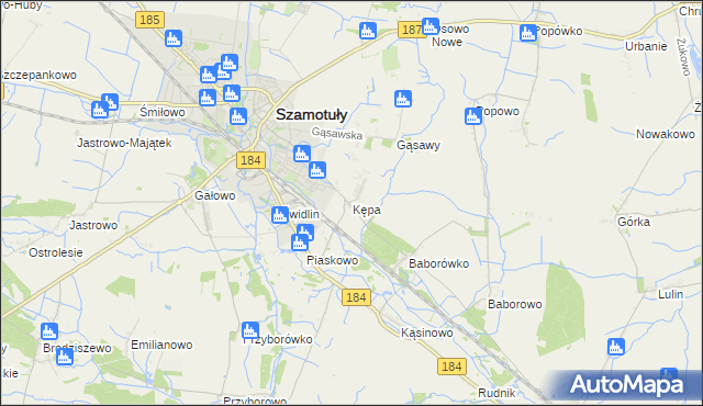 mapa Kępa gmina Szamotuły, Kępa gmina Szamotuły na mapie Targeo
