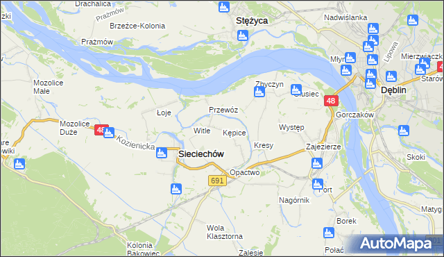 mapa Kępice gmina Sieciechów, Kępice gmina Sieciechów na mapie Targeo
