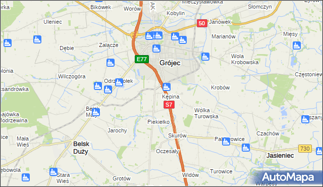 mapa Kępina gmina Grójec, Kępina gmina Grójec na mapie Targeo