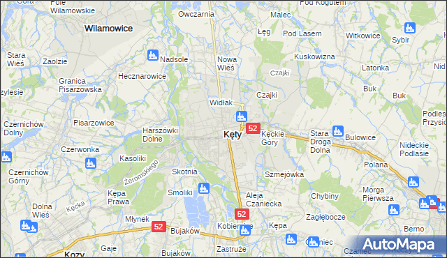 mapa Kęty, Kęty na mapie Targeo