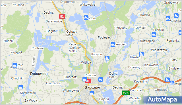 mapa Kiczyce, Kiczyce na mapie Targeo