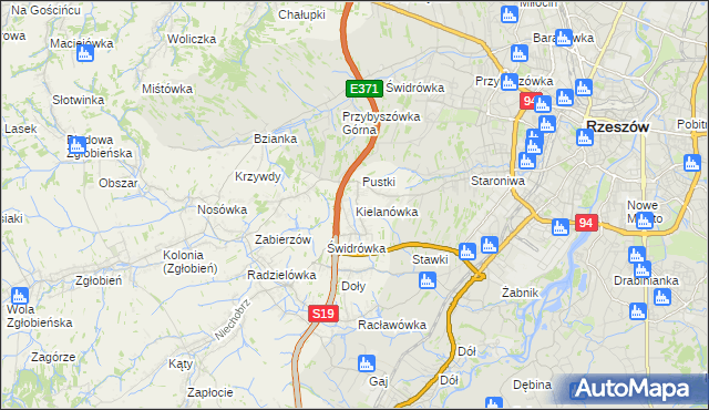 mapa Kielanówka, Kielanówka na mapie Targeo
