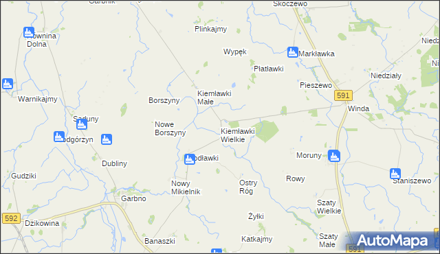 mapa Kiemławki Wielkie, Kiemławki Wielkie na mapie Targeo