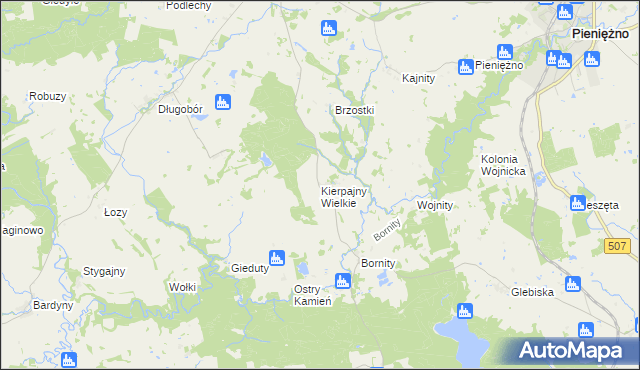mapa Kierpajny Wielkie, Kierpajny Wielkie na mapie Targeo