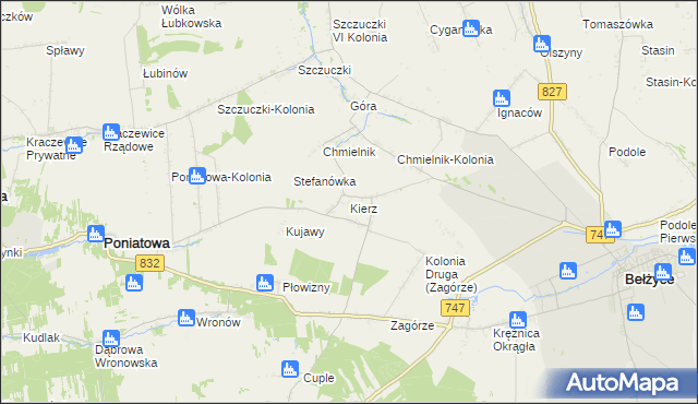 mapa Kierz gmina Bełżyce, Kierz gmina Bełżyce na mapie Targeo