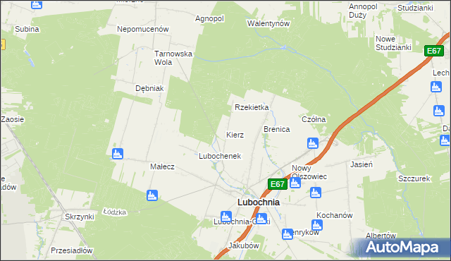 mapa Kierz gmina Lubochnia, Kierz gmina Lubochnia na mapie Targeo