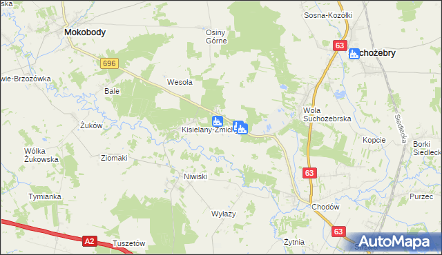 mapa Kisielany-Kuce, Kisielany-Kuce na mapie Targeo