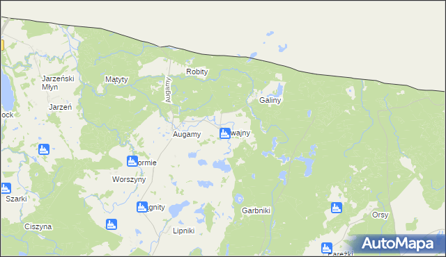 mapa Kiwajny, Kiwajny na mapie Targeo