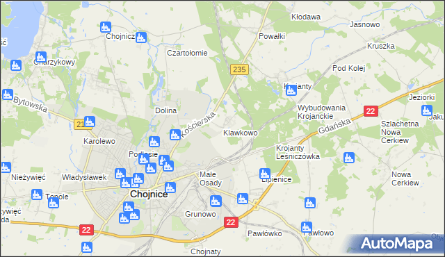 mapa Klawkowo, Klawkowo na mapie Targeo