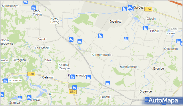mapa Klementowice, Klementowice na mapie Targeo