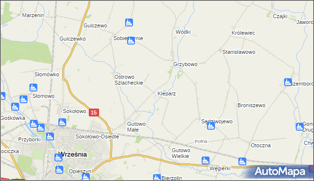 mapa Kleparz gmina Września, Kleparz gmina Września na mapie Targeo