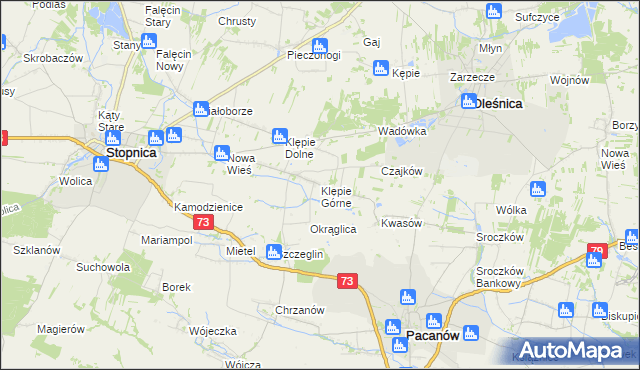 mapa Klępie Górne, Klępie Górne na mapie Targeo