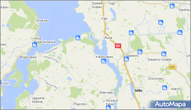 mapa Kleszczewo gmina Miłki, Kleszczewo gmina Miłki na mapie Targeo