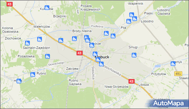 mapa Kłobuck, Kłobuck na mapie Targeo
