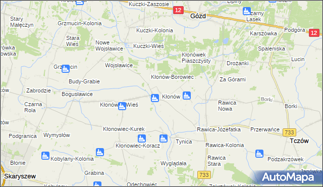 mapa Kłonów, Kłonów na mapie Targeo